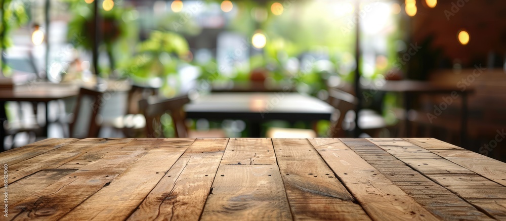 Table Top And Blur Restaurant Of The Background. with copy space image. Place for adding text or design Table Top And Blur Restaurant Of The Background. with copy space image. Place for adding text or design