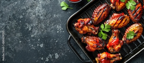 A top-down view of grilled,...