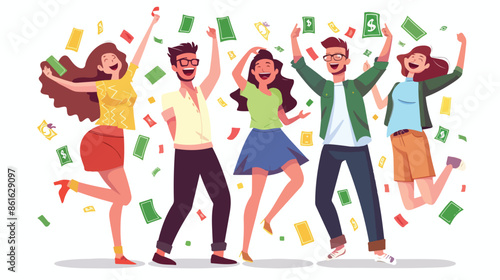 Rich Men and Women with Money Landing Page Template 