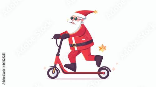 Santa Claus Christmas Character Riding Electric Scooter