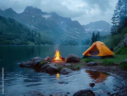 Serene Lakeside Camping 