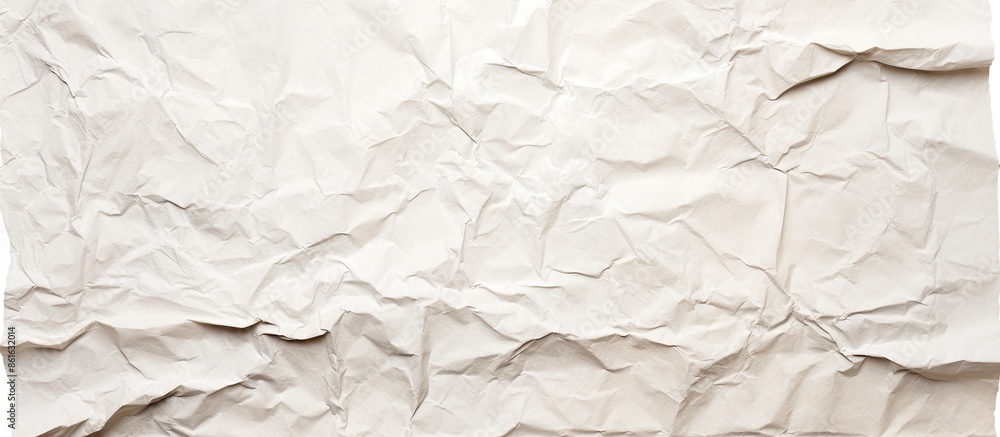 A crumpled paper texture isolated on a white background for use as a copy space image. A crumpled paper texture isolated on a white background for use as a copy space image.