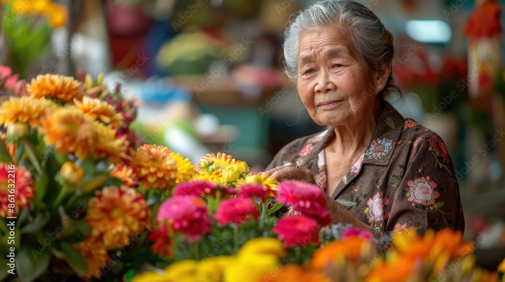 Middle-Aged Woman Shopping for Flowers at Market in Bangkok
Middle-Aged Woman Shopping for Flowers at Market in Bangkok