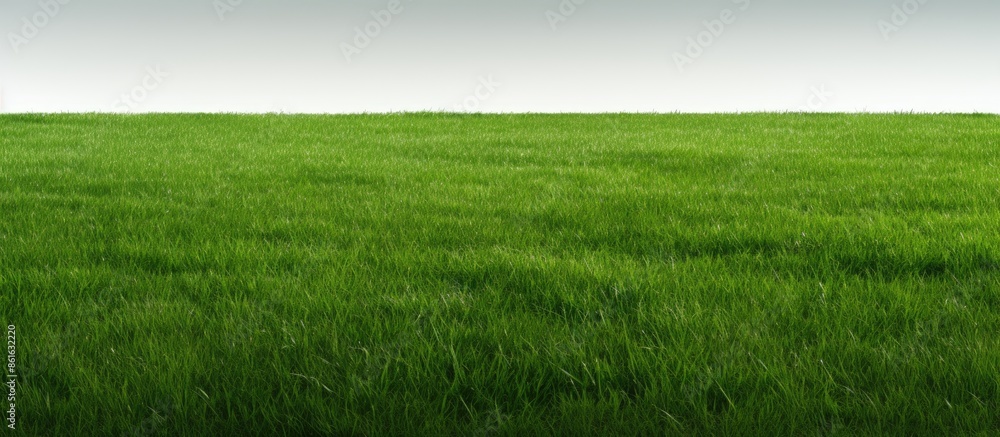 Obraz premium A white line marks the edge of a lush green lawn with a clear copy space image.