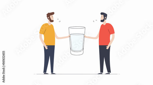 Optimist and Pessimist Concept. Couple of Male