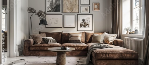 A chic living room with a b...