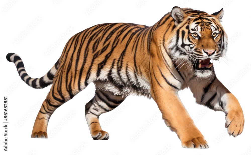 Fototapeta premium PNG Jumping tiger wildlife animal mammal.