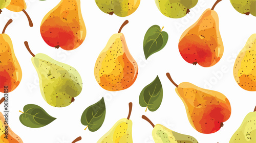 Pear Fruit Seamless Pattern Ripe Juicy Pears Arranged