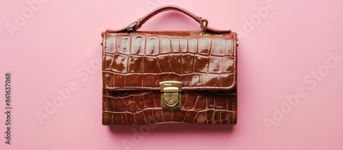 Brown leather purse with mo...