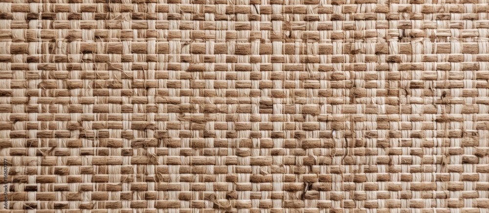 Copy space image of textured cotton fabric in beige and brown hues on a woven background. Copy space image of textured cotton fabric in beige and brown hues on a woven background.