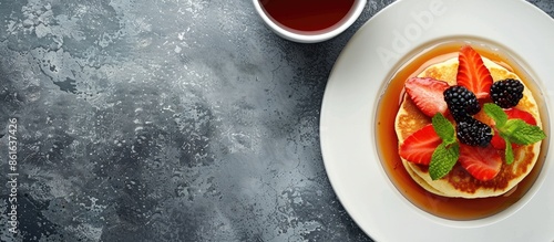 A white plate featuring cot...