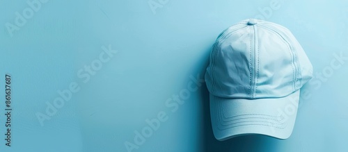 Light blue backdrop with a ...