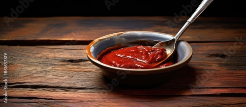 A saucer with barbecue sauc...