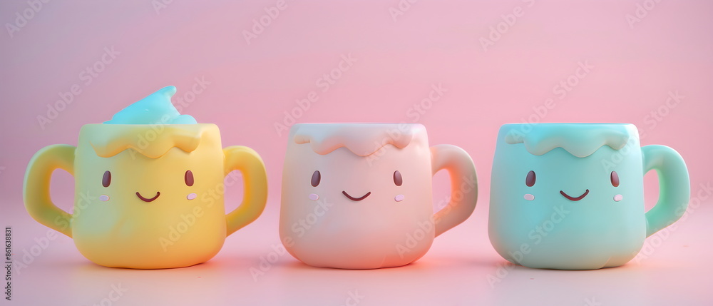 3D clay, Adorable clay glass, muted pastels, Blender 3d, tiny cup with colorful , kawaii drinking cup model, desk decorations 3D clay, Adorable clay glass, muted pastels, Blender 3d, tiny cup with colorful , kawaii drinking cup model, desk decorations