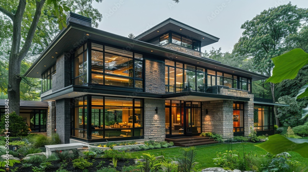 Contemporary house with large floor-to-ceiling windows Contemporary house with large floor-to-ceiling windows