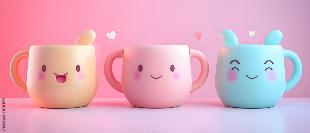 3D clay, Adorable clay glass, muted pastels, Blender 3d, tiny cup with colorful , kawaii drinking cup model, desk decorations 3D clay, Adorable clay glass, muted pastels, Blender 3d, tiny cup with colorful , kawaii drinking cup model, desk decorations