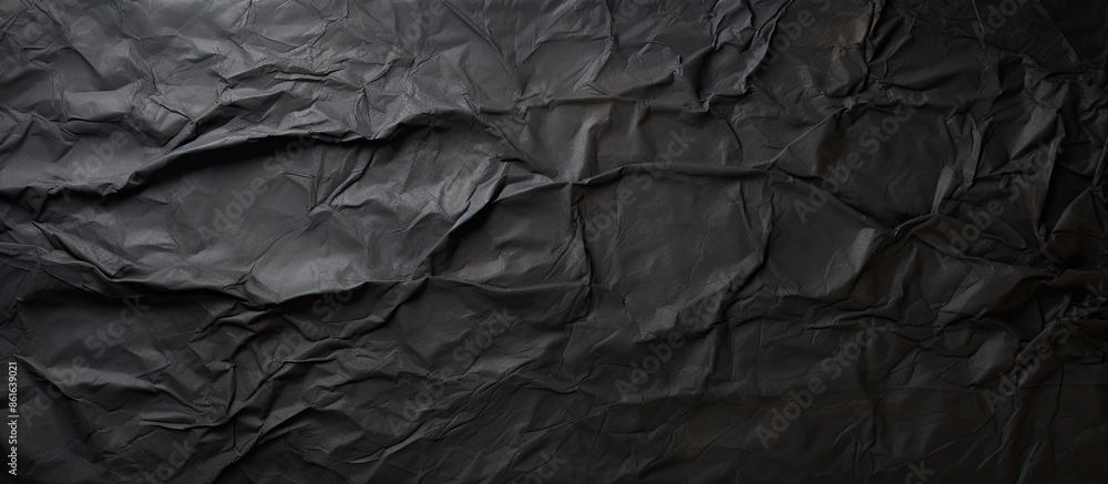 A blank, wet, crumpled black paper on a textured wall with space for image. with copy space image. Place for adding text or design A blank, wet, crumpled black paper on a textured wall with space for image. with copy space image. Place for adding text or design