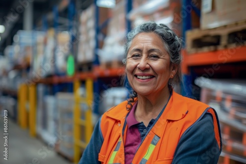 Portrait of a smiling middle aged female warehouse worker © Baba Images