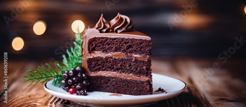 A slice of rich chocolate c...