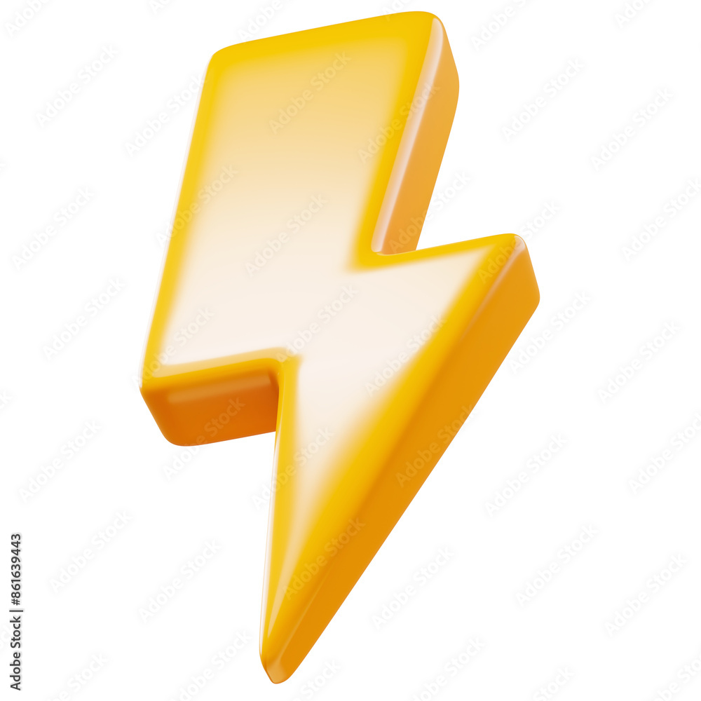 Yellow 3D Lightning Flash Bolt Icon Isolated on Transparent Background for Energy and Power Concepts Yellow 3D Lightning Flash Bolt Icon Isolated on Transparent Background for Energy and Power Concepts