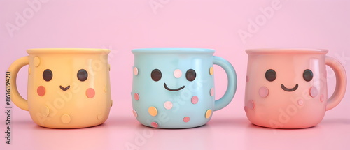 3D clay, Adorable clay glass, muted pastels, Blender 3d, tiny cup with colorful , kawaii drinking cup model, desk decorations © SJarkCube