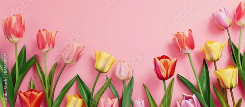 Spring-themed tulips in var...