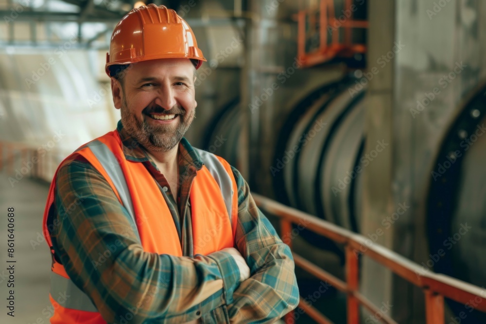 Portrait of a middle aged smiling male engineer at Hydroelectric Dam Portrait of a middle aged smiling male engineer at Hydroelectric Dam