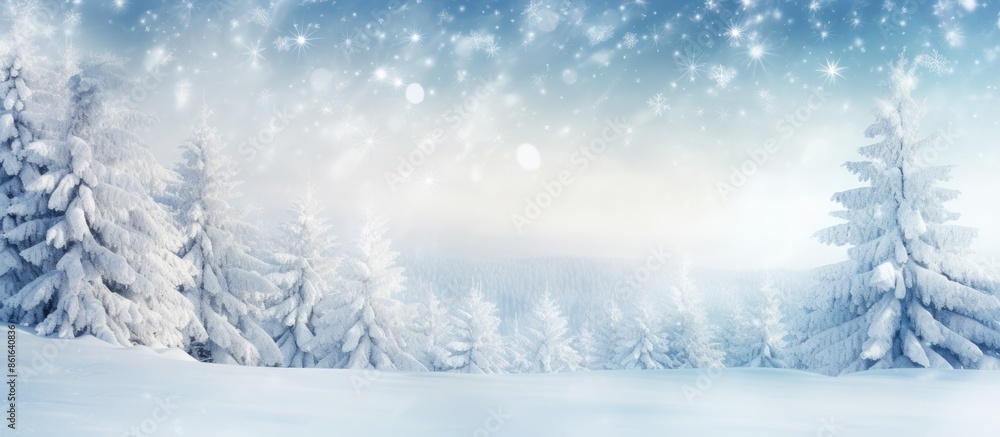 Snow-covered pine tree branches creating a picturesque winter scene with a blurred background; a lovely winter nature copy space image. Snow-covered pine tree branches creating a picturesque winter scene with a blurred background; a lovely winter nature copy space image.