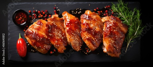 Top-down view of raw chicke...