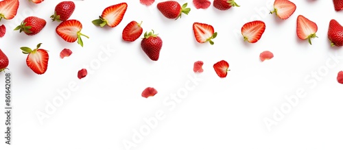 Strawberry pieces on white ...