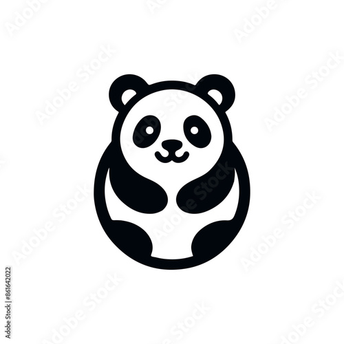 panda logo vector icon illustration, Panda Logo Vector illustration of panda isolated on white background.