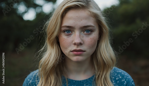 Kendra, a 17 year old woman, blonde hair, blue eyes, freckles. photo