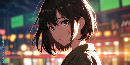 Anime girl vector illustration