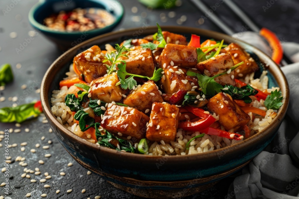 Asian stir fry with tofu and brown rice Asian stir fry with tofu and brown rice