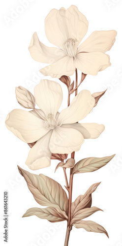 PNG White flower sketch blossom drawing.