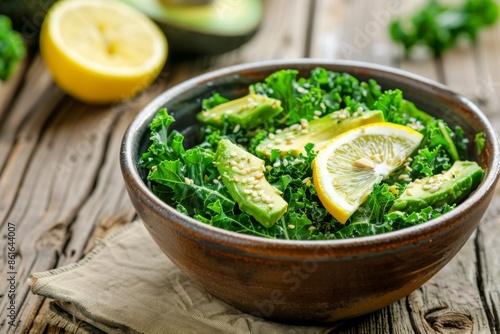 Kale and avocado salad with tahini dressing