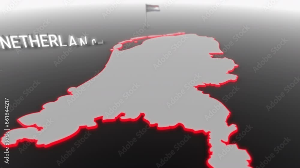 3d animated map of Netherlands gets hit and fractured by the text “Climate Crisis” 3d animated map of Netherlands gets hit and fractured by the text “Climate Crisis”