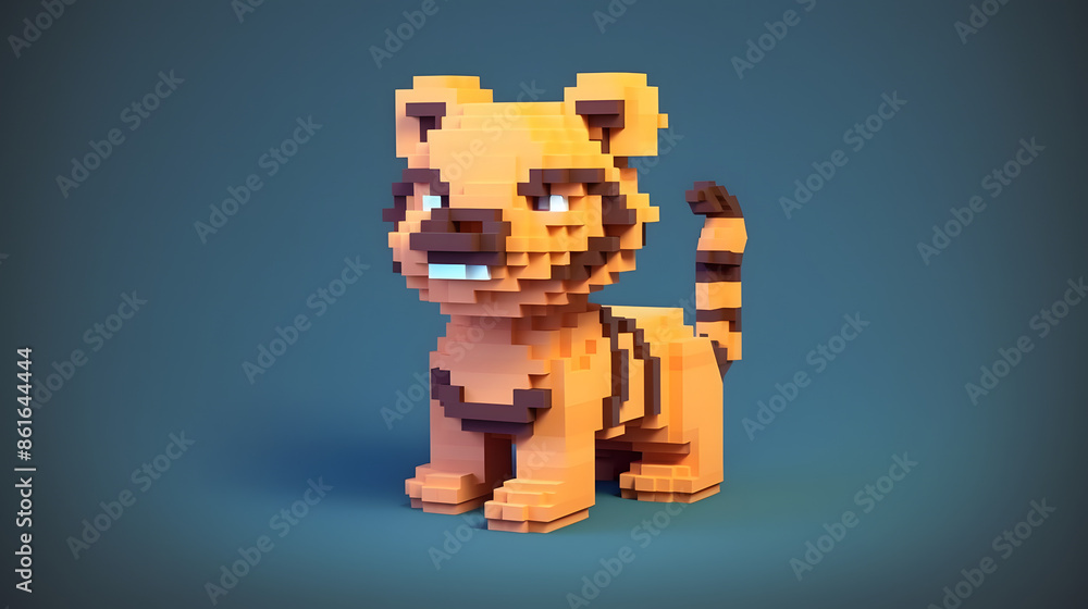 Tiger 3d pixel Character Cartoon Tiger 3d pixel Character Cartoon