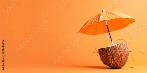 Wallpaper Mural A tropical coconut drink with an umbrella against a colourful background, illustrating a travel or vacation concept. Torontodigital.ca