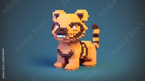 Tiger 3d pixel Character Cartoon