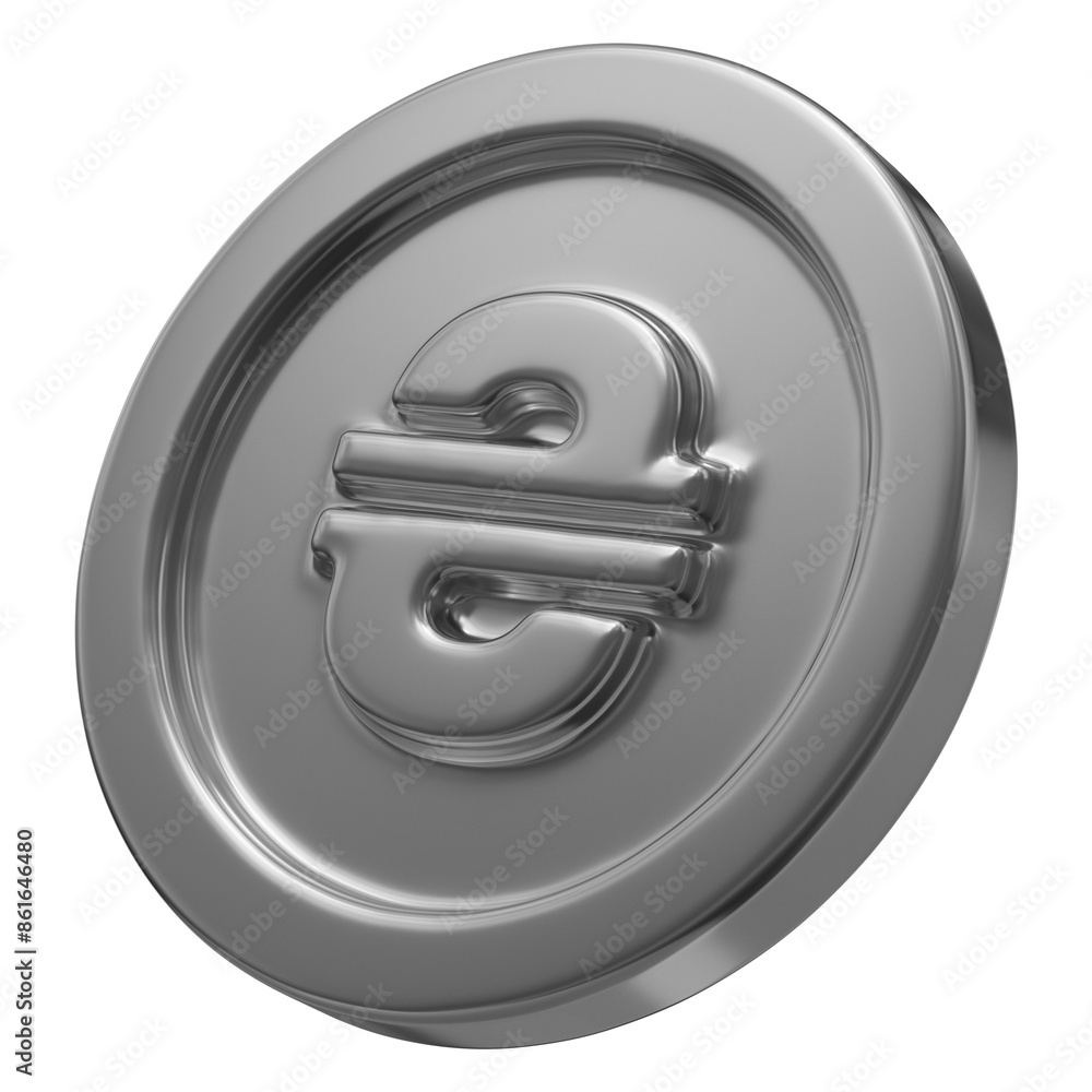 Silver hryvna icon. Ukrainian hryvna sign on silver coin isolated on a transparent background. UAH. 3d render. Silver hryvna icon. Ukrainian hryvna sign on silver coin isolated on a transparent background. UAH. 3d render.