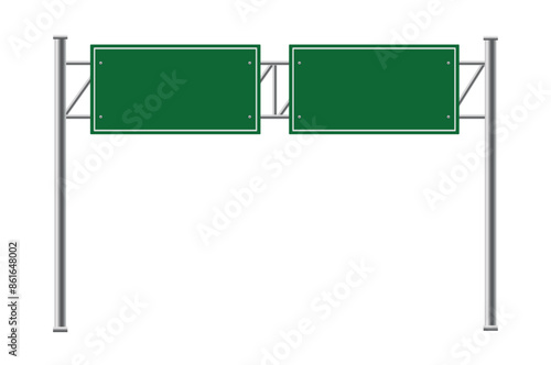 Traffic sign green isolated on white background. Blank highway green road sign. Vector stock