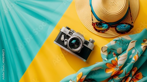 Stylish Summer Vacation with and Accessories on Beach