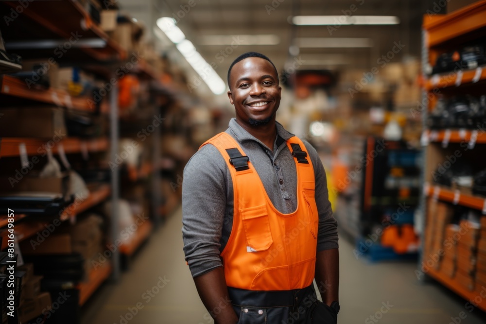 Portrait of a smiling middle aged male worker in tool shop Portrait of a smiling middle aged male worker in tool shop