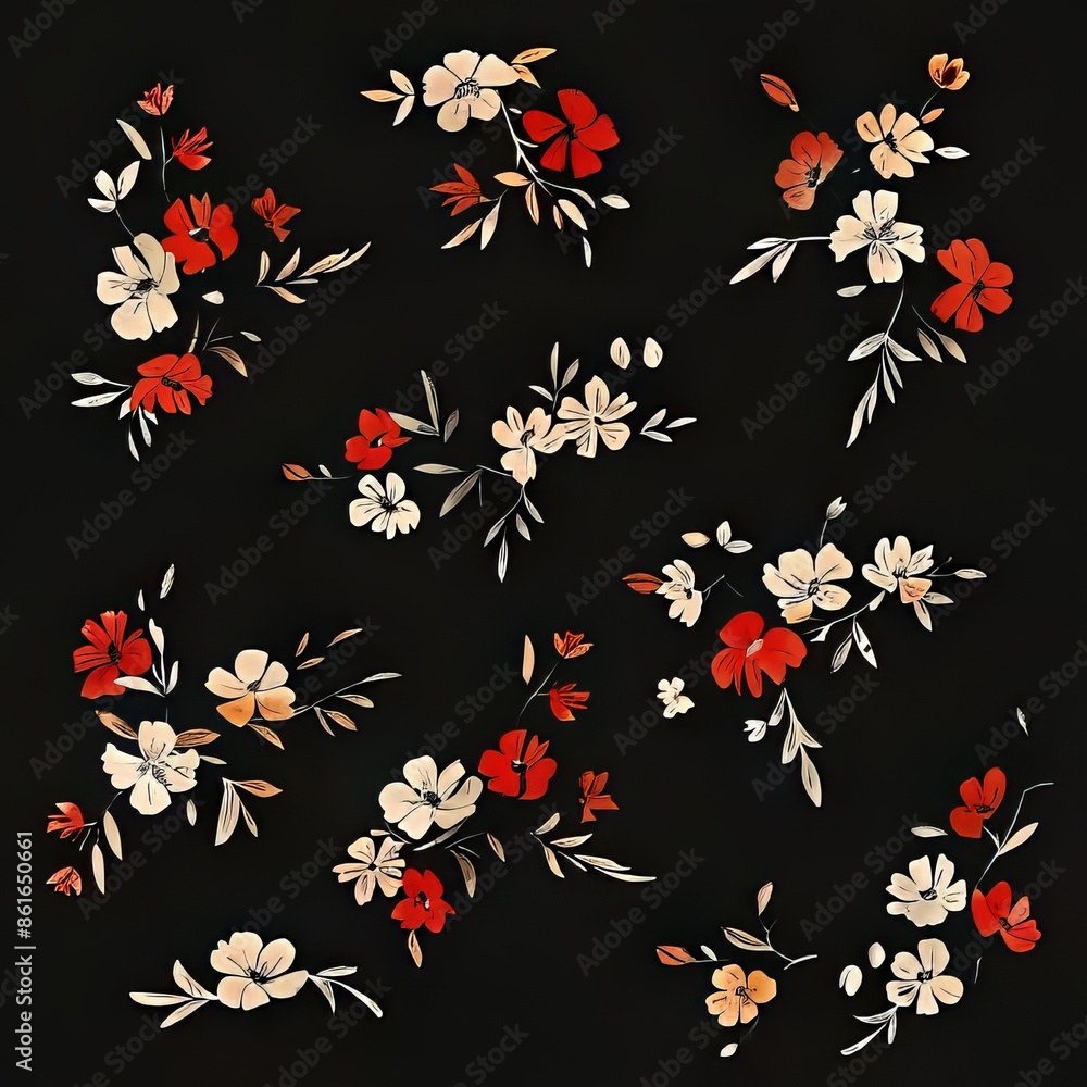 seamless floral pattern on black seamless floral pattern on black