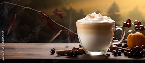 Steaming latte or frothy ca...