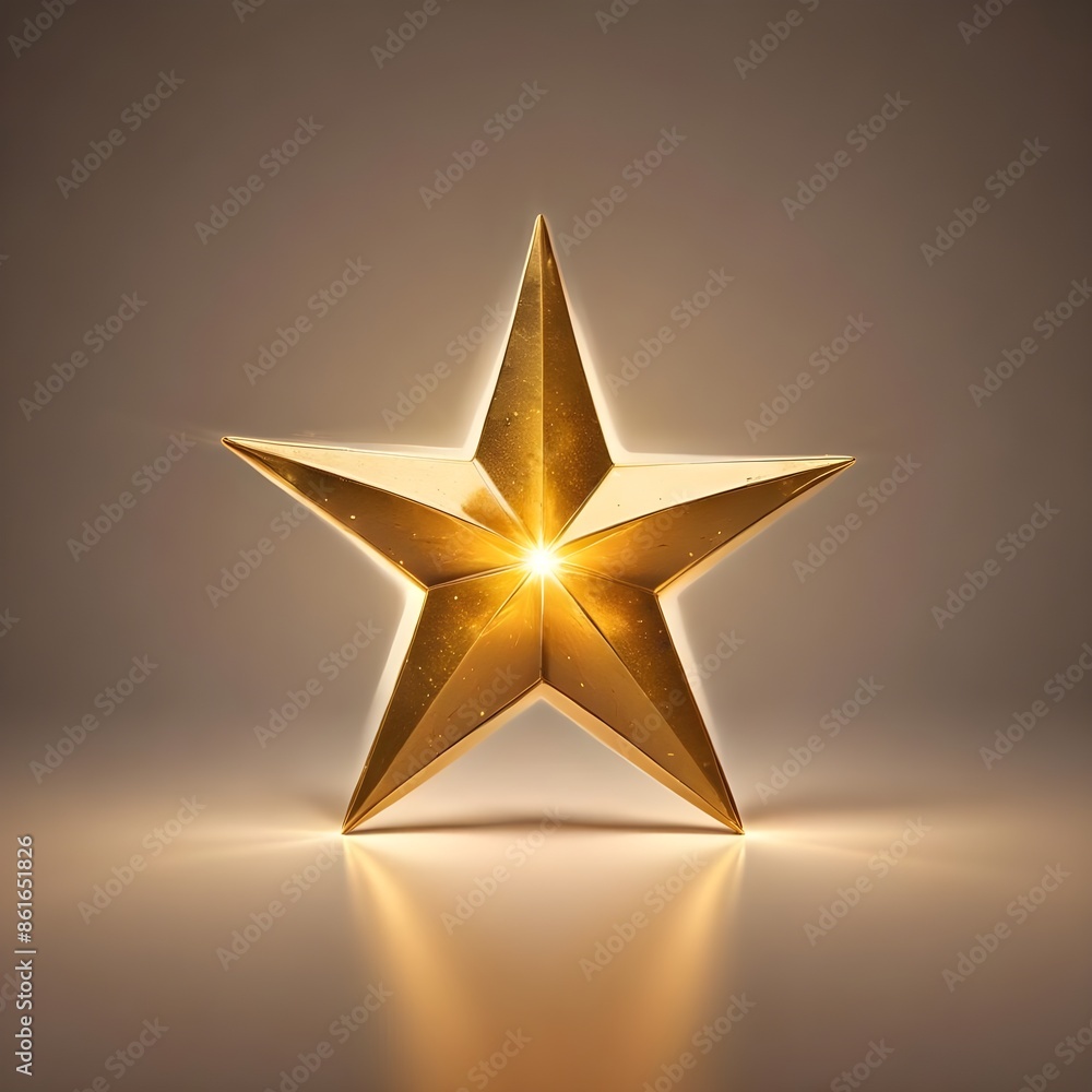 Obraz premium Illuminated gold star on a plain background