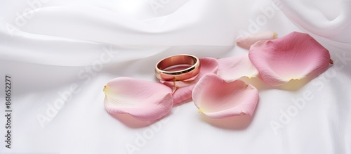 A wedding scene with gold r...