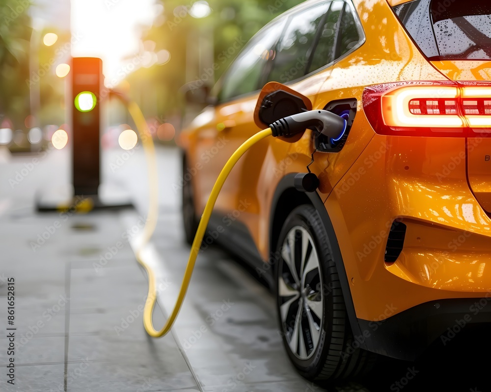 Hybrid Electric Car Charging at Eco Friendly Charging Station in Urban Street Promoting Sustainable Transportation Hybrid Electric Car Charging at Eco Friendly Charging Station in Urban Street Promoting Sustainable Transportation