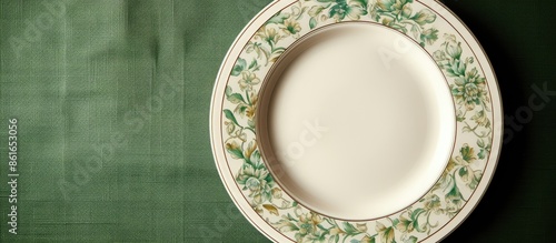 Ceramic plate with green fl...